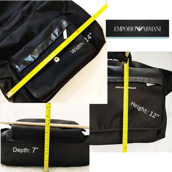 Emporio Armani Mens Messenger Bag Large Black Nylon Leather Shoulder Cro… - Picture 15 of 16